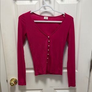 Aritzia Pink Fitted Button Down Shirt